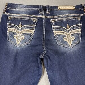 JEANS EASY BOOT  Rock Revival Ellis DARK WASH THICK STITCH EMBELISHED NWOT